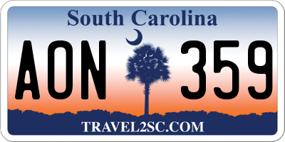 SC license plate AON359