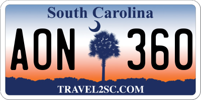 SC license plate AON360