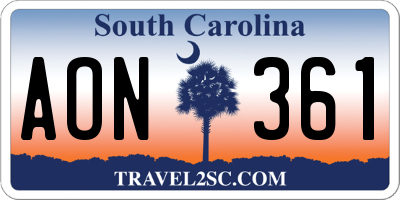 SC license plate AON361