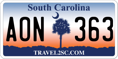 SC license plate AON363