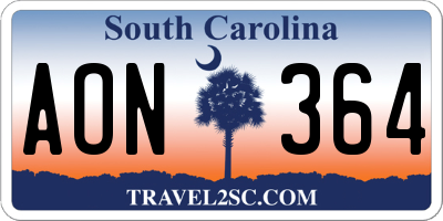 SC license plate AON364