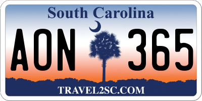 SC license plate AON365