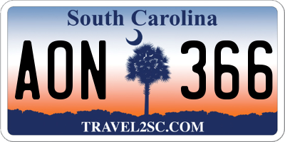 SC license plate AON366