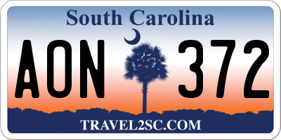 SC license plate AON372