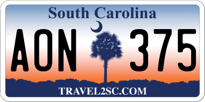 SC license plate AON375