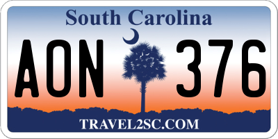 SC license plate AON376