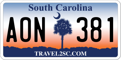 SC license plate AON381