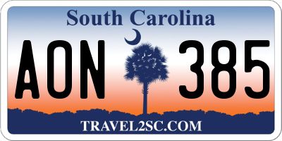 SC license plate AON385