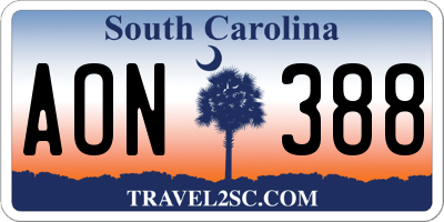 SC license plate AON388