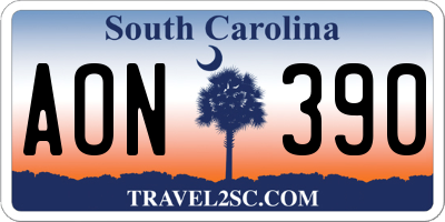 SC license plate AON390