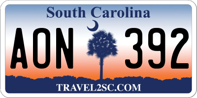 SC license plate AON392