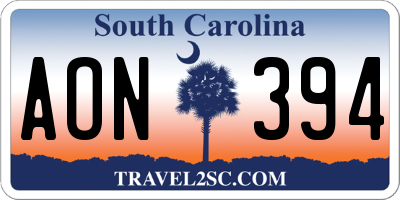 SC license plate AON394
