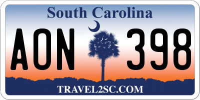SC license plate AON398