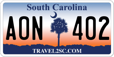 SC license plate AON402