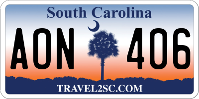 SC license plate AON406