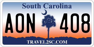 SC license plate AON408