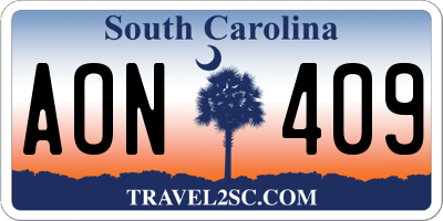 SC license plate AON409