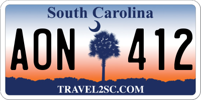 SC license plate AON412