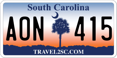 SC license plate AON415