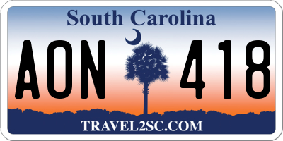 SC license plate AON418