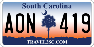 SC license plate AON419