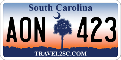 SC license plate AON423