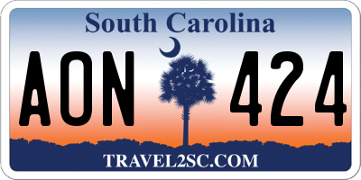 SC license plate AON424