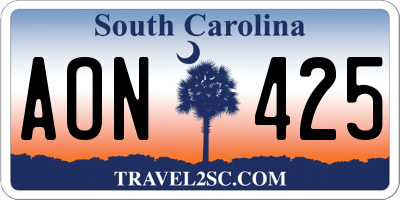 SC license plate AON425