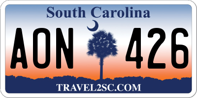 SC license plate AON426