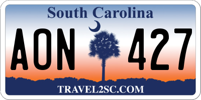 SC license plate AON427