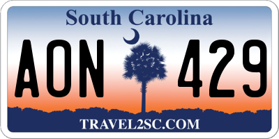 SC license plate AON429
