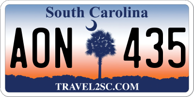 SC license plate AON435
