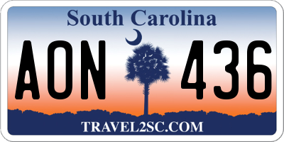 SC license plate AON436