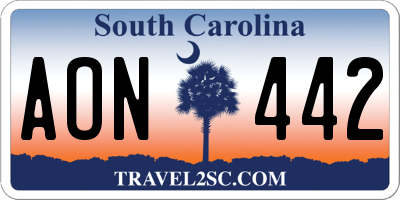SC license plate AON442
