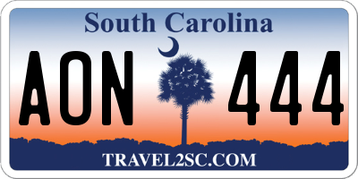 SC license plate AON444