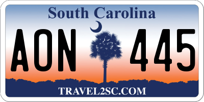 SC license plate AON445