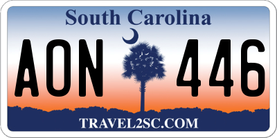 SC license plate AON446