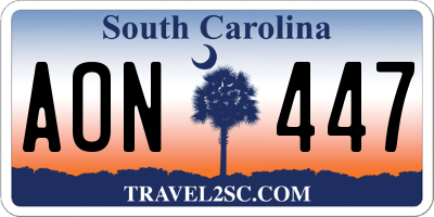SC license plate AON447
