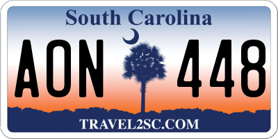 SC license plate AON448