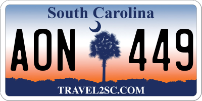 SC license plate AON449
