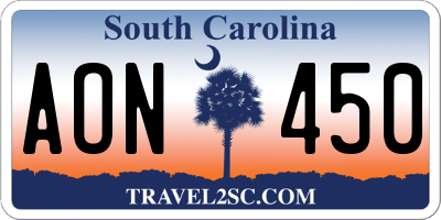 SC license plate AON450