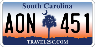SC license plate AON451