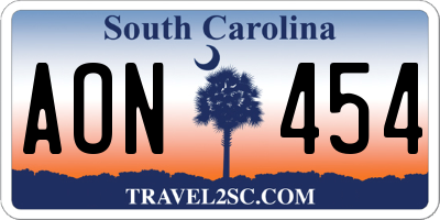 SC license plate AON454