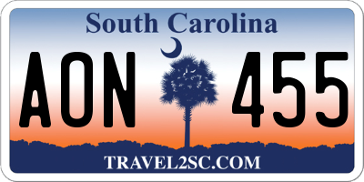 SC license plate AON455