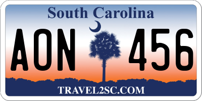 SC license plate AON456