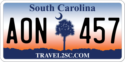 SC license plate AON457