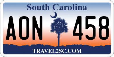 SC license plate AON458