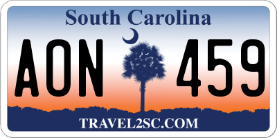SC license plate AON459