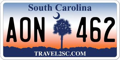 SC license plate AON462