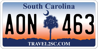 SC license plate AON463